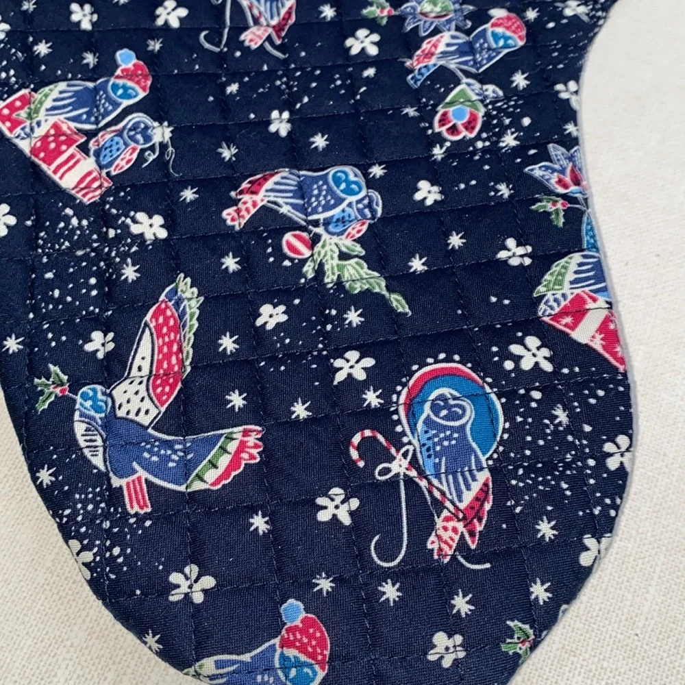 Vera Bradley quilted Christmas‎ stocking blue Owls birds